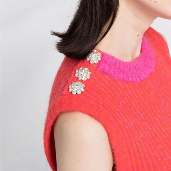 GANNI Embellished Wool-blend Vest - Picture 2 of 11